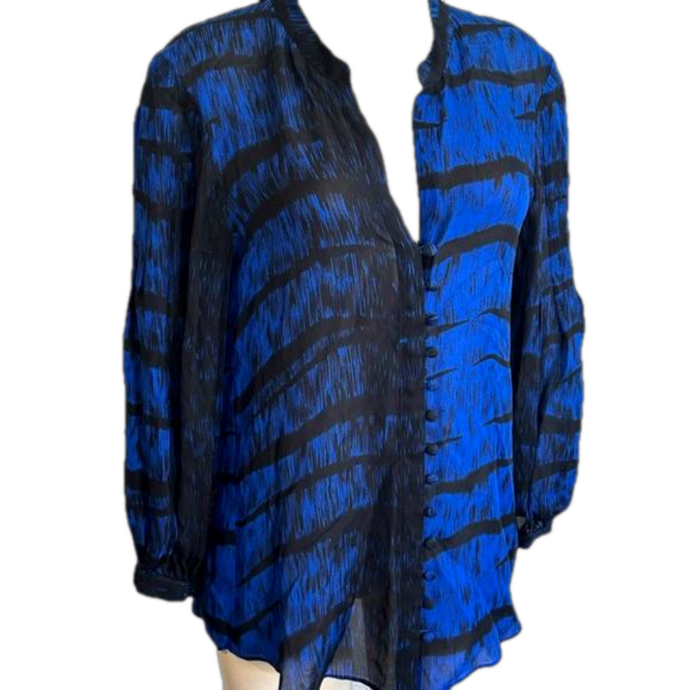 PARKER 100% Silk Long Sleeve Blouse Sz XS( oversized)